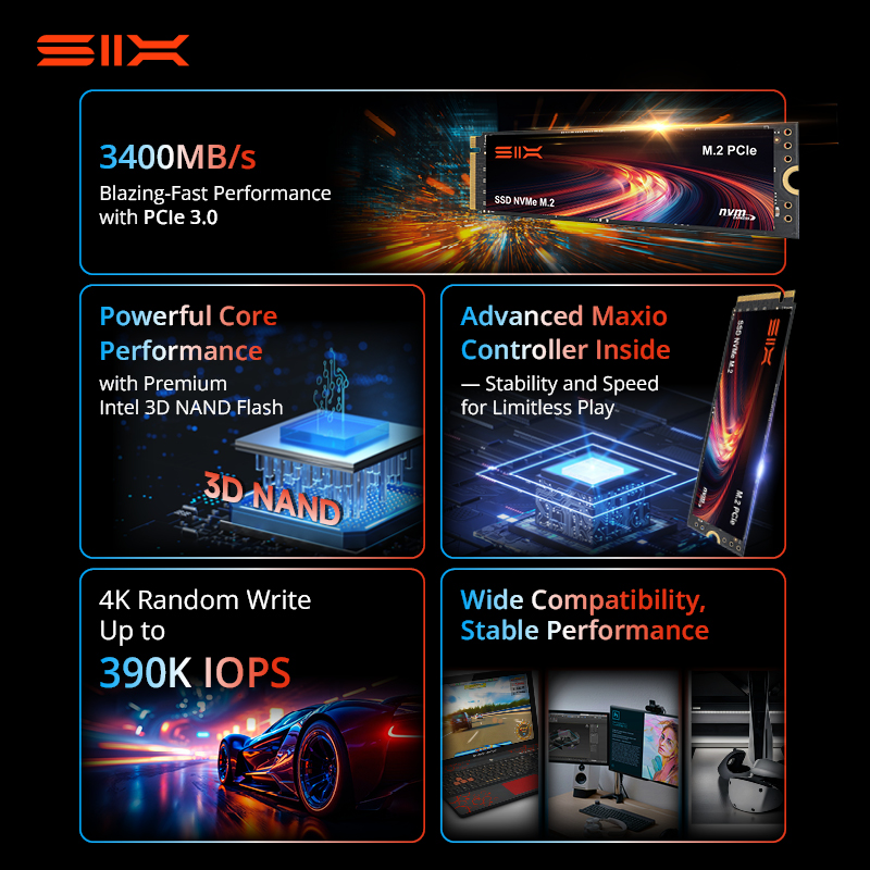 SIX X4000 3400MB/s M.2 PCIe 3. - Work Office Furniture recension och pris